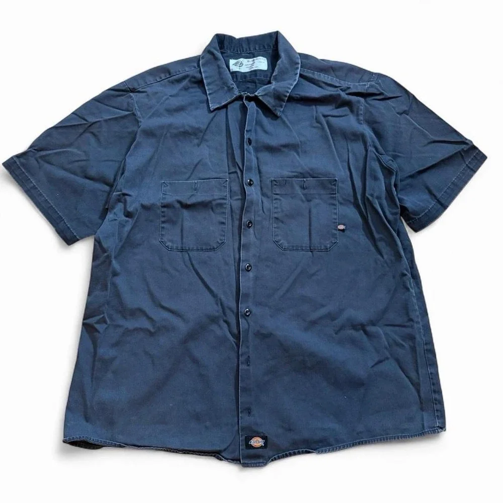 Vintage Dickies Faded Black Button Up Workwear Shirt Men's Size 2XL Grunge Skate